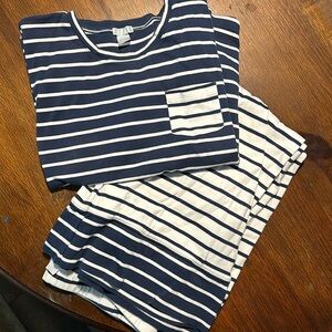 Striped Navy and White Women's Sleepwear Set